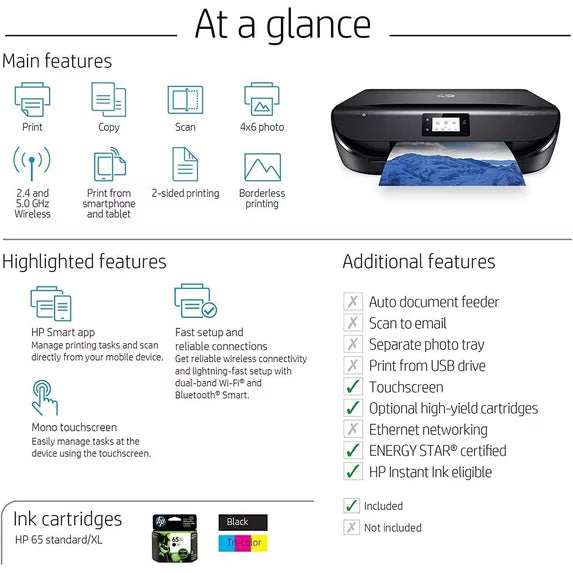 HP Envy 5055 Wireless All-in-One Color Photo Inkjet Printer,Black-Print Scan Copy